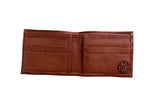 Handmade luxury leather bi-fold wallet detail of texture