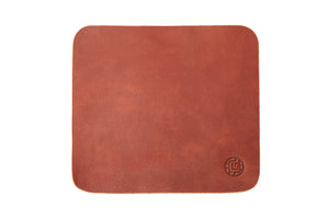 Handmade leather mouse pad in persimmon