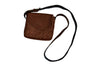 Handmade leather shoulder purse with basket weave front and flap closure - cacao