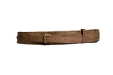 Handmade leather belt with hidden zipper pocket to hold cash in color stone