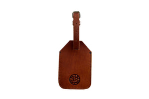 Handmade Leather luggage tag - persimmon