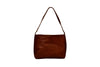 Handmade leather shoulder bag with short handle in persimmon back