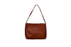 Handmade leather shoulder bag with short handle in persimmon front