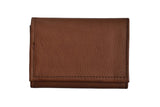Luxury leather handmade leather trifold wallet - cacao front