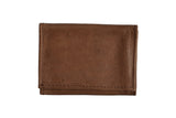 Luxury leather handmade leather trifold wallet - stone front