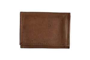 Luxury leather handmade leather trifold wallet - stone front
