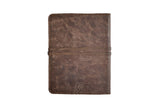 handmade leather journal full size with strap closure - mocha back