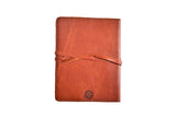 handmade leather journal full size with strap closure - persimmon back