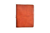 handmade leather journal full size with strap closure - persimmon front