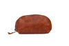Handmade leather small pouch with zipper - persimmon back