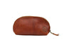 Handmade leather small pouch with zipper - persimmon front