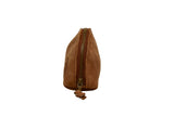 Handmade leather small pouch with zipper - stone side