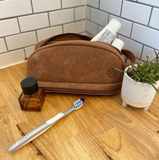handmade leather dopp kit toiletry bag for travel