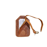 Handmade leather goods high quality leather luggage tag - persimmon