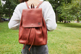 Handmade leather backpack for women