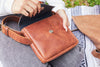 Woman snap closure handmade leather purse