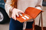 Handmade leather clutch wallet for women